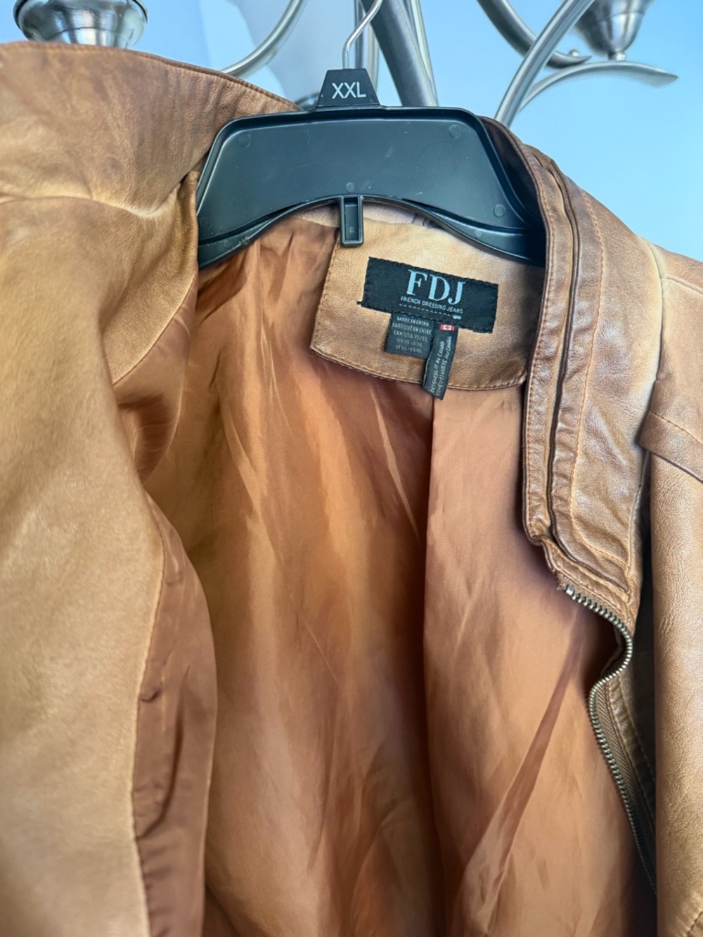 Cognac Faux Leather Zip Jacket - Picture 2 of 6